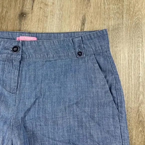 Isaac Mizahari Blue Terry Slub Cotton Shorts Women's 6 Lightweight - Picture 5 of 16